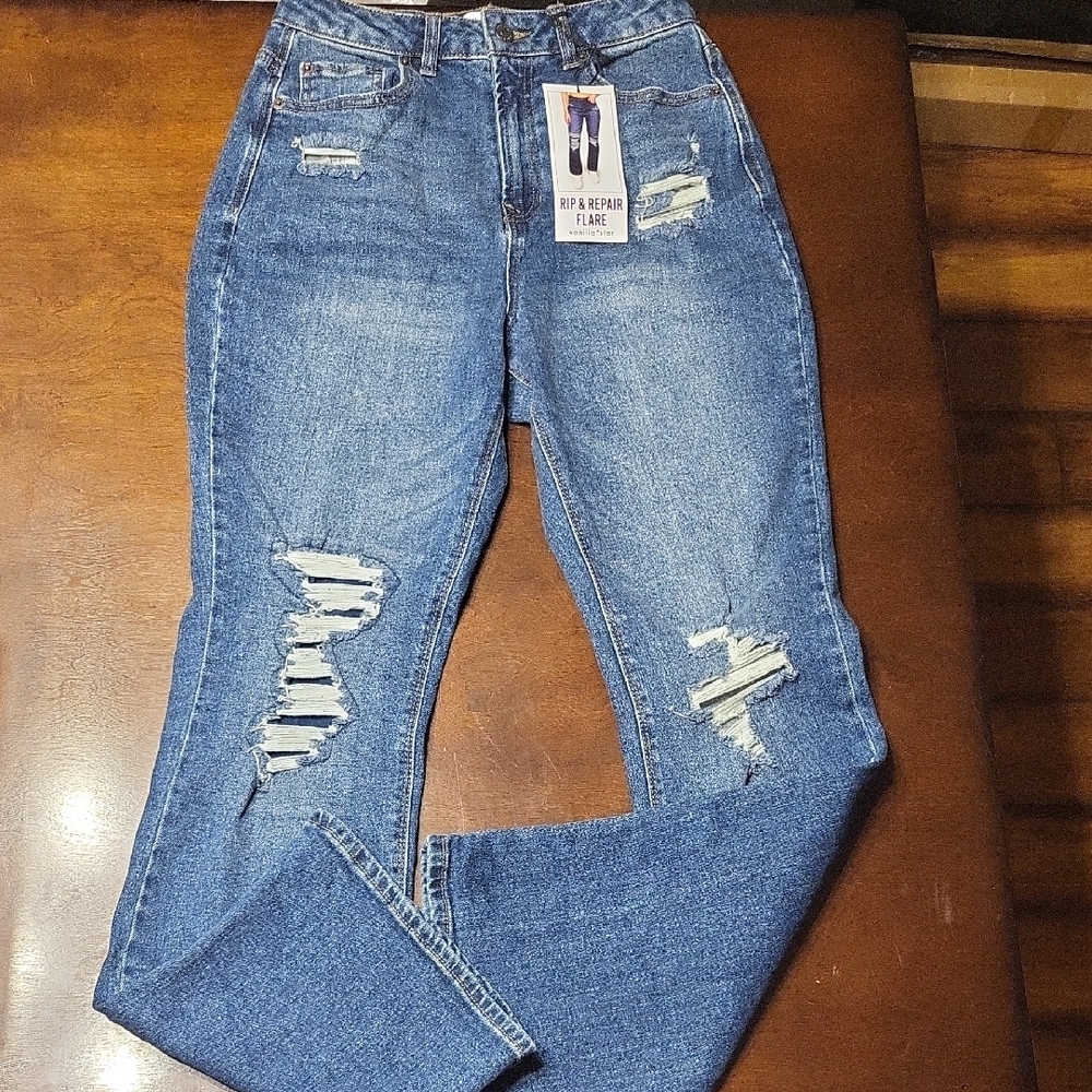 Women's Blue Distressed Jeans